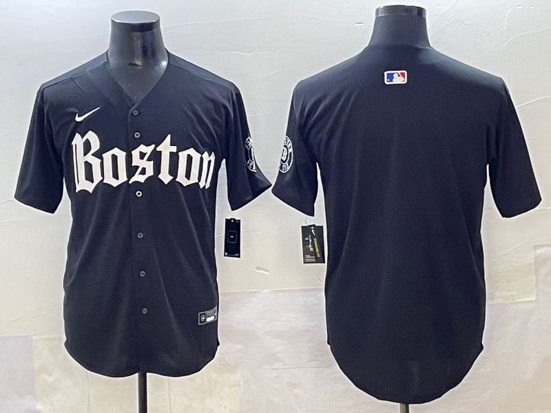 Men 2025 Boston Red Sox Blank Black Five generations Joint Name Nike MLB Jersey style 1->boston red sox->MLB Jersey